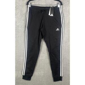 Adidas Women's Medium Black White Essentials 3-Stripes French Terry Cuffed Pants